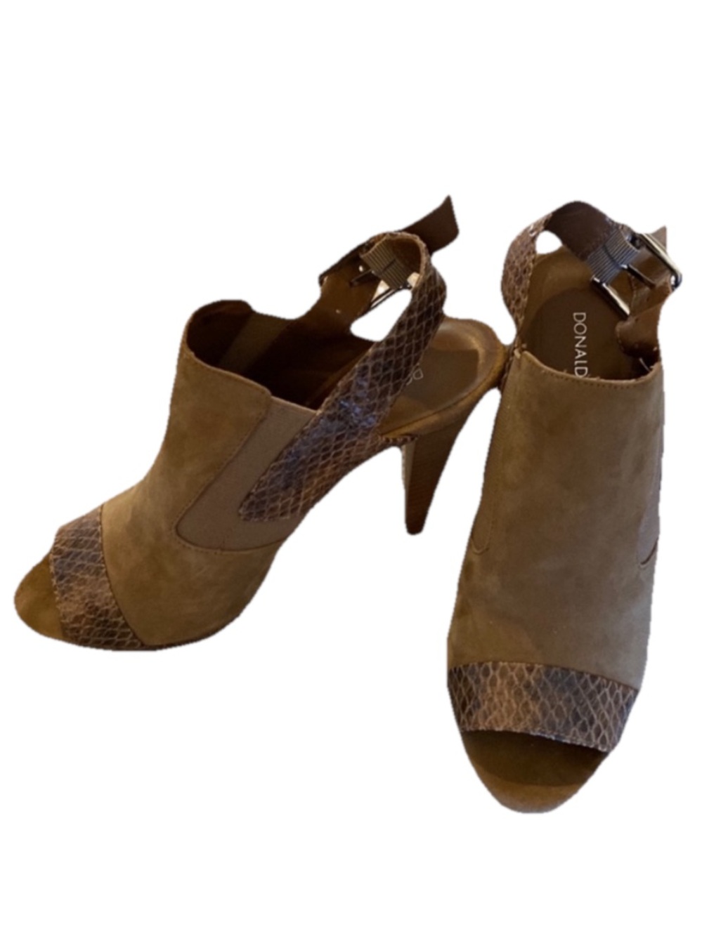 Donald J Pliner Brown Snakeskin and Leather Heels